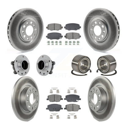 Hub Bearing Coated Brake Rotor Pad Front Rear Kit (10Pc) For 16-18 Fiat 500X FWD