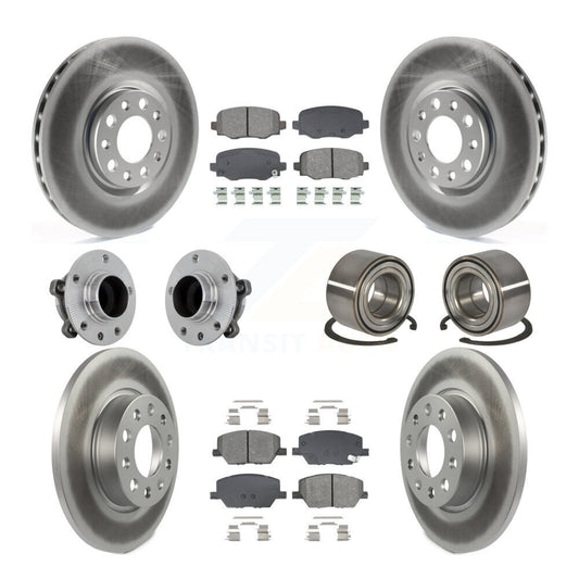 Hub Bearing Coated Brake Rotor Pad Front Rear Kit (10Pc) For 16-18 Fiat 500X FWD