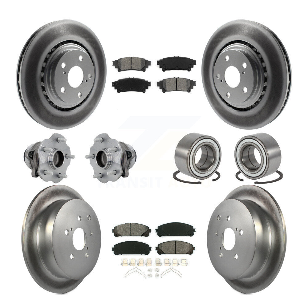 Hub Bearing Coated Brake Rotor & Pad Front Rear Kit (10Pc) For Toyota Highlander