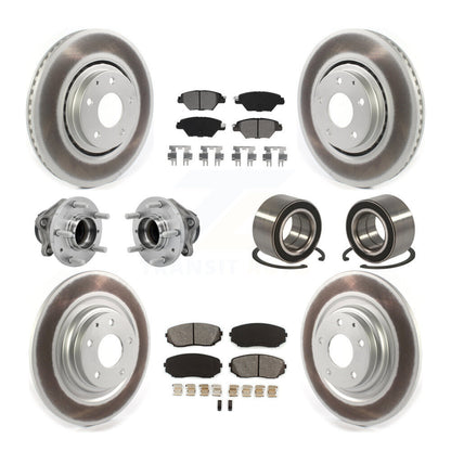 Hub Bearing Coat Brake Rotor Pads Front Rear Kit (10Pc) For 16-18 Mazda CX-9 FWD