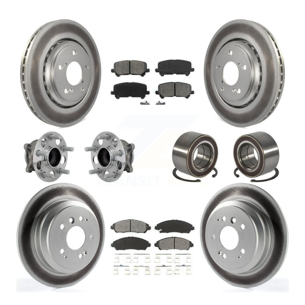 Hub Bearing Coat Brake Rotor Pad Front Rear Kit (10Pc) For 16-22 Honda Pilot FWD