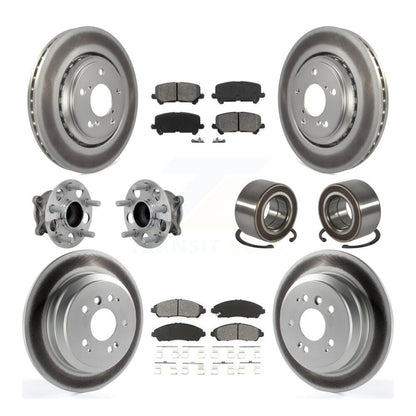 Hub Bearing Coat Brake Rotor Pad Front Rear Kit (10Pc) For 16-22 Honda Pilot FWD