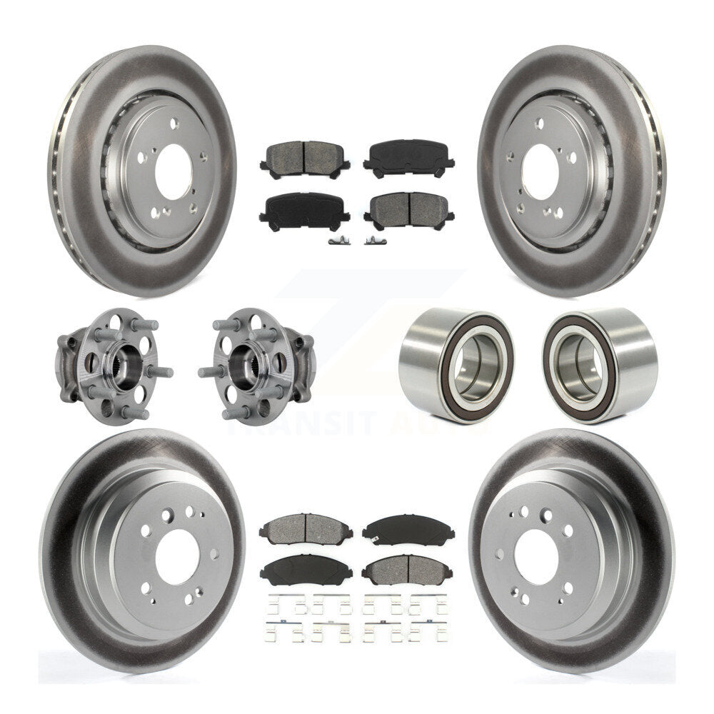 Hub Bearing Coated Brake Rotor Pad Front Rear Kit (10Pc) For Honda Ridgeline AWD