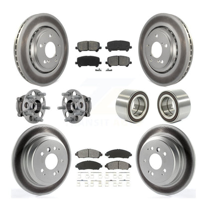 Hub Bearing Coated Brake Rotor Pad Front Rear Kit (10Pc) For Honda Ridgeline AWD