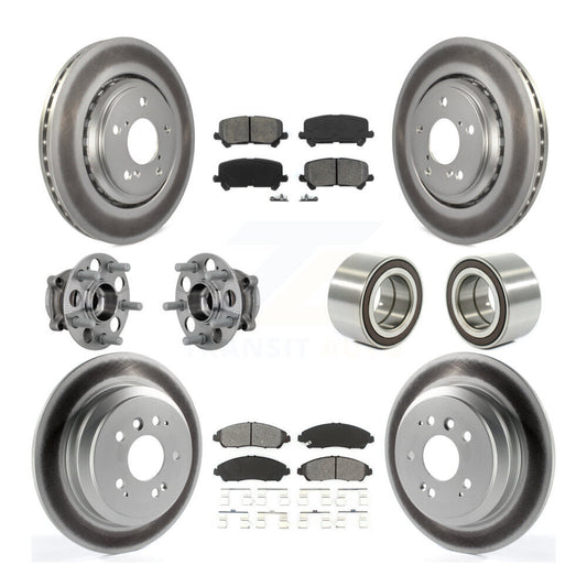 Hub Bearing Coated Brake Rotor Pad Front Rear Kit (10Pc) For Honda Ridgeline AWD