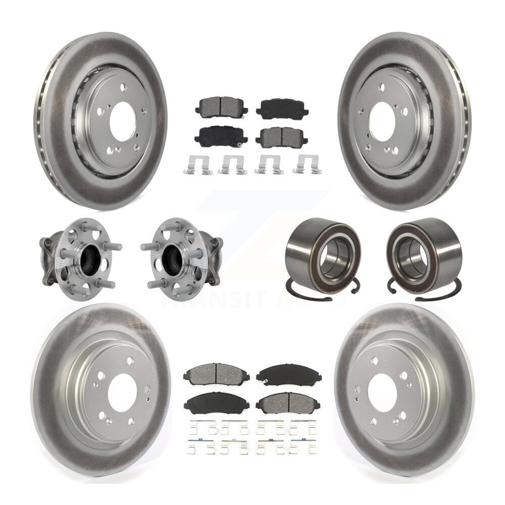 Hub Bearing Coated Disc Brake Rotor And Pads Front Rear Kit (10Pc) For Acura MDX