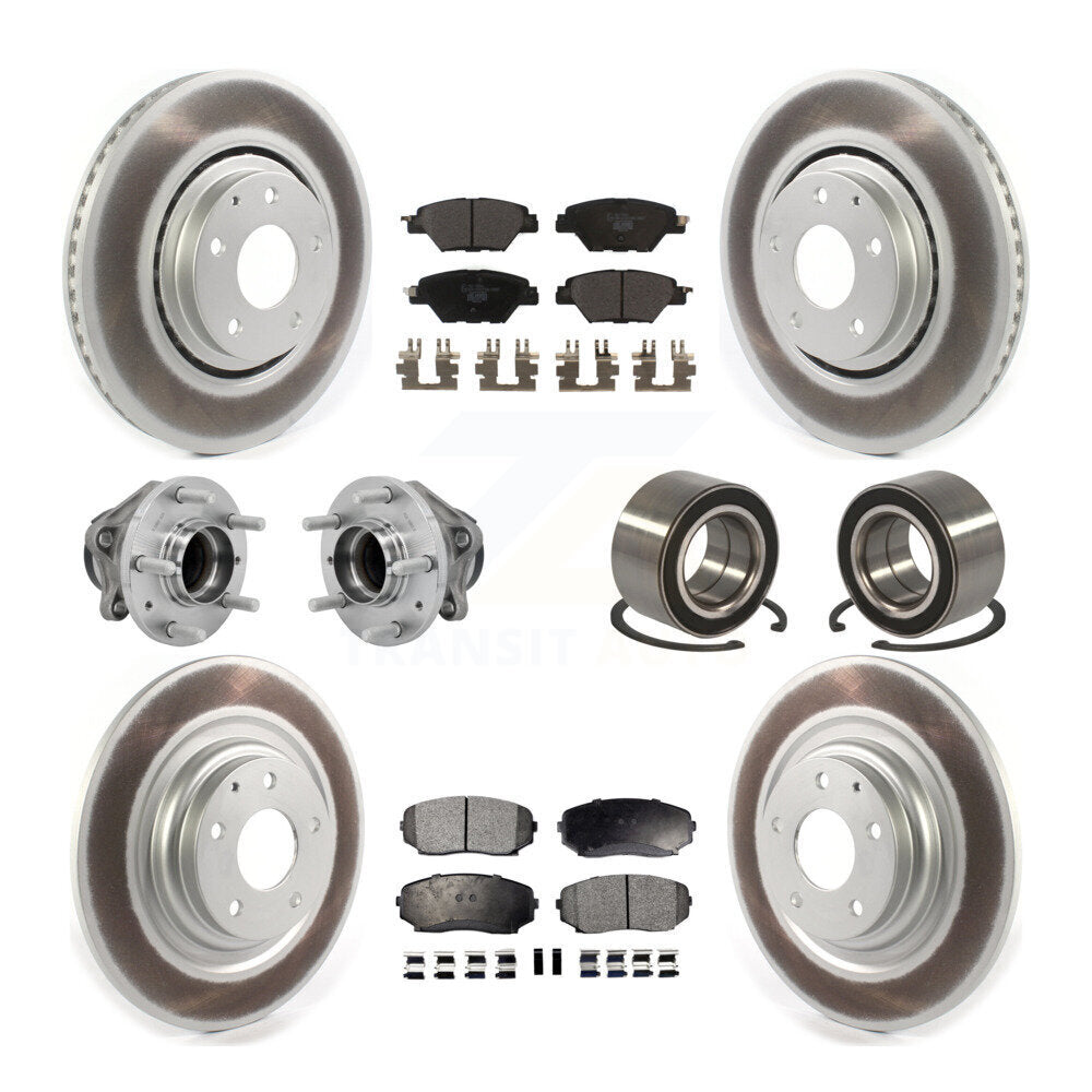 Hub Bearing Coat Brake Rotor Pads Front Rear Kit (10Pc) For 16-18 Mazda CX-9 FWD