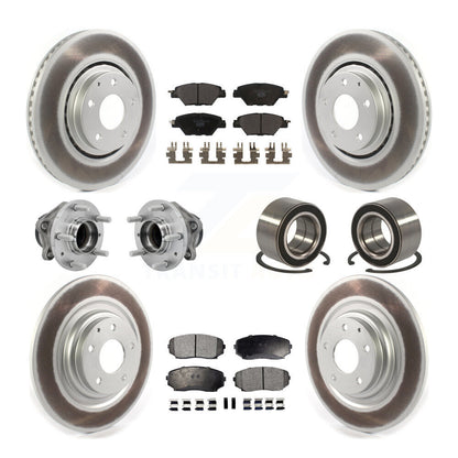 Hub Bearing Coat Brake Rotor Pads Front Rear Kit (10Pc) For 16-18 Mazda CX-9 FWD