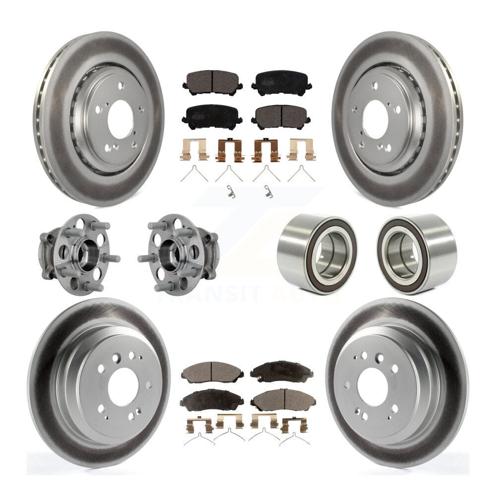 Hub Bearing Coated Brake Rotor Pad Front Rear Kit (10Pc) For Honda Ridgeline AWD