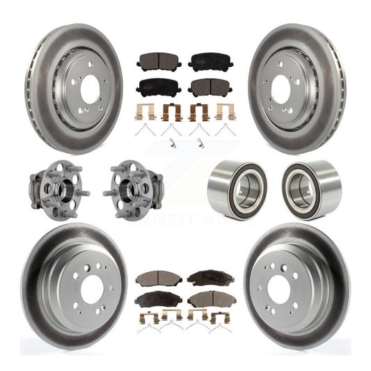 Hub Bearing Coated Brake Rotor Pad Front Rear Kit (10Pc) For Honda Ridgeline AWD