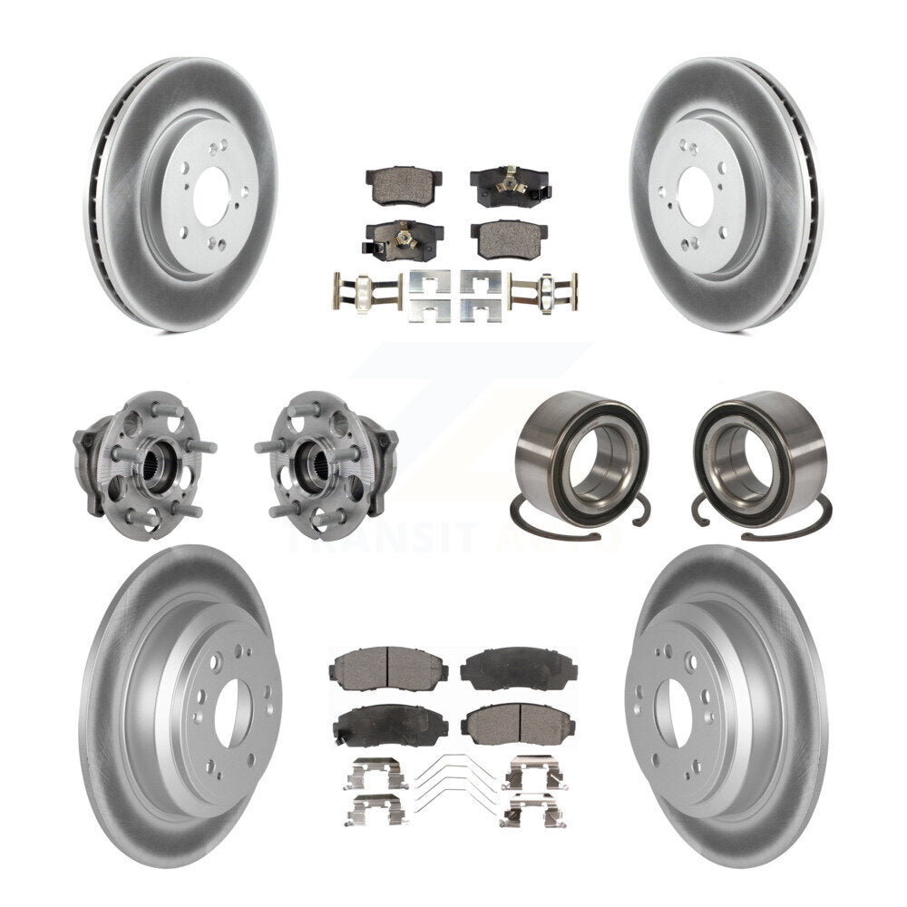 Hub Bearing Coated Brake Rotor Pad Front Rear Kit (10Pc) For Honda Crosstour AWD