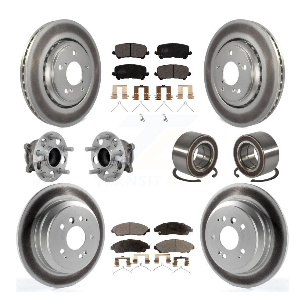 Hub Bearing Coat Brake Rotor Pad Front Rear Kit (10Pc) For 16-22 Honda Pilot FWD