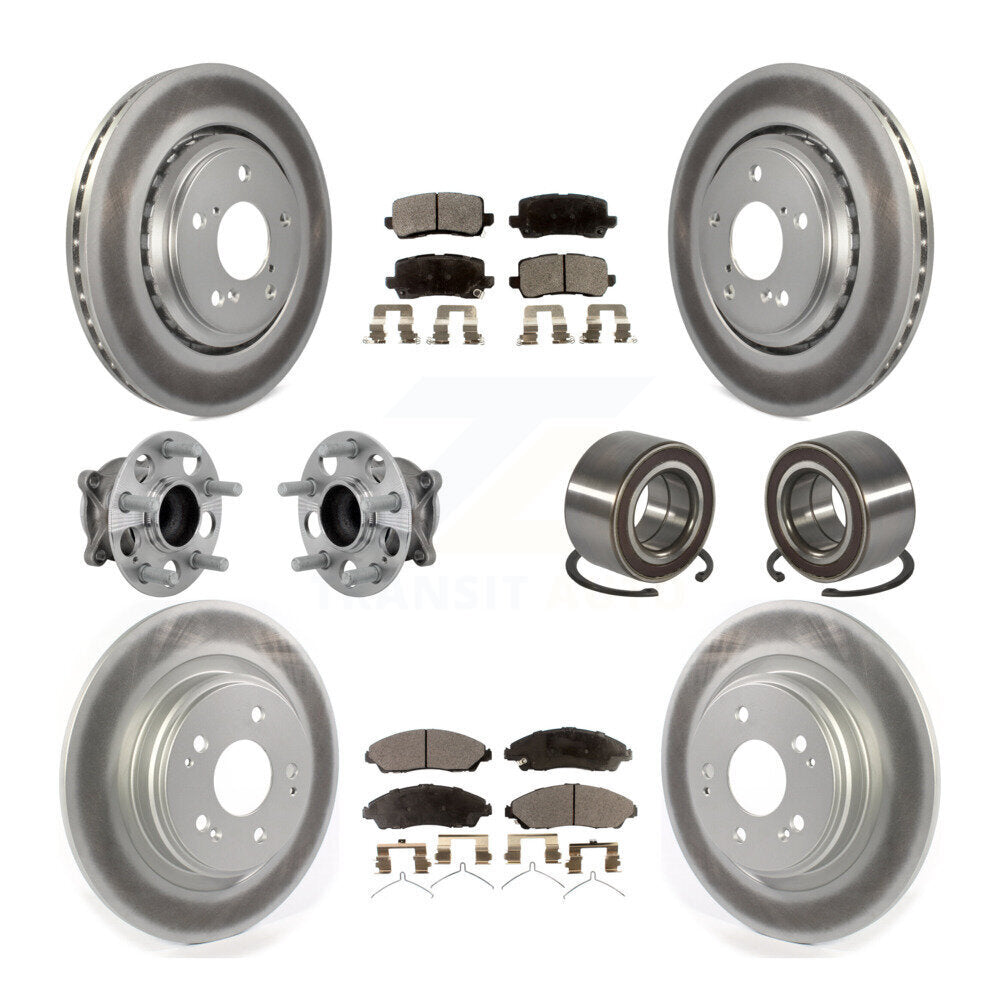 Hub Bearing Coated Disc Brake Rotor And Pads Front Rear Kit (10Pc) For Acura MDX
