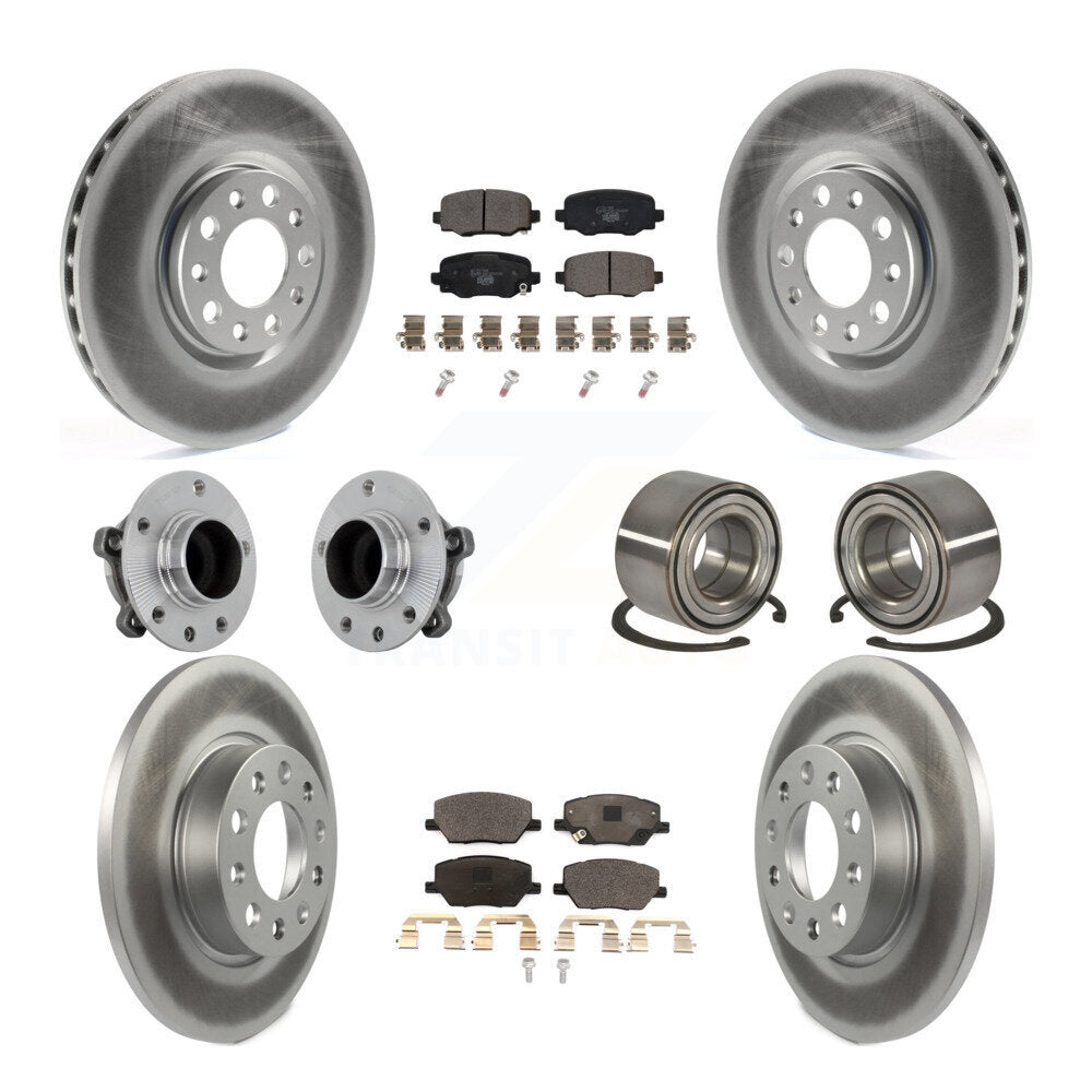 Hub Bearing Coated Brake Rotor Pad Front Rear Kit (10Pc) For 16-18 Fiat 500X FWD
