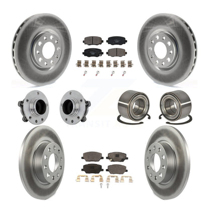 Hub Bearing Coated Brake Rotor Pad Front Rear Kit (10Pc) For 16-18 Fiat 500X FWD