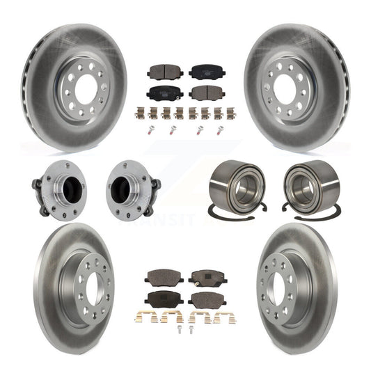 Hub Bearing Coated Brake Rotor Pad Front Rear Kit (10Pc) For 16-18 Fiat 500X FWD