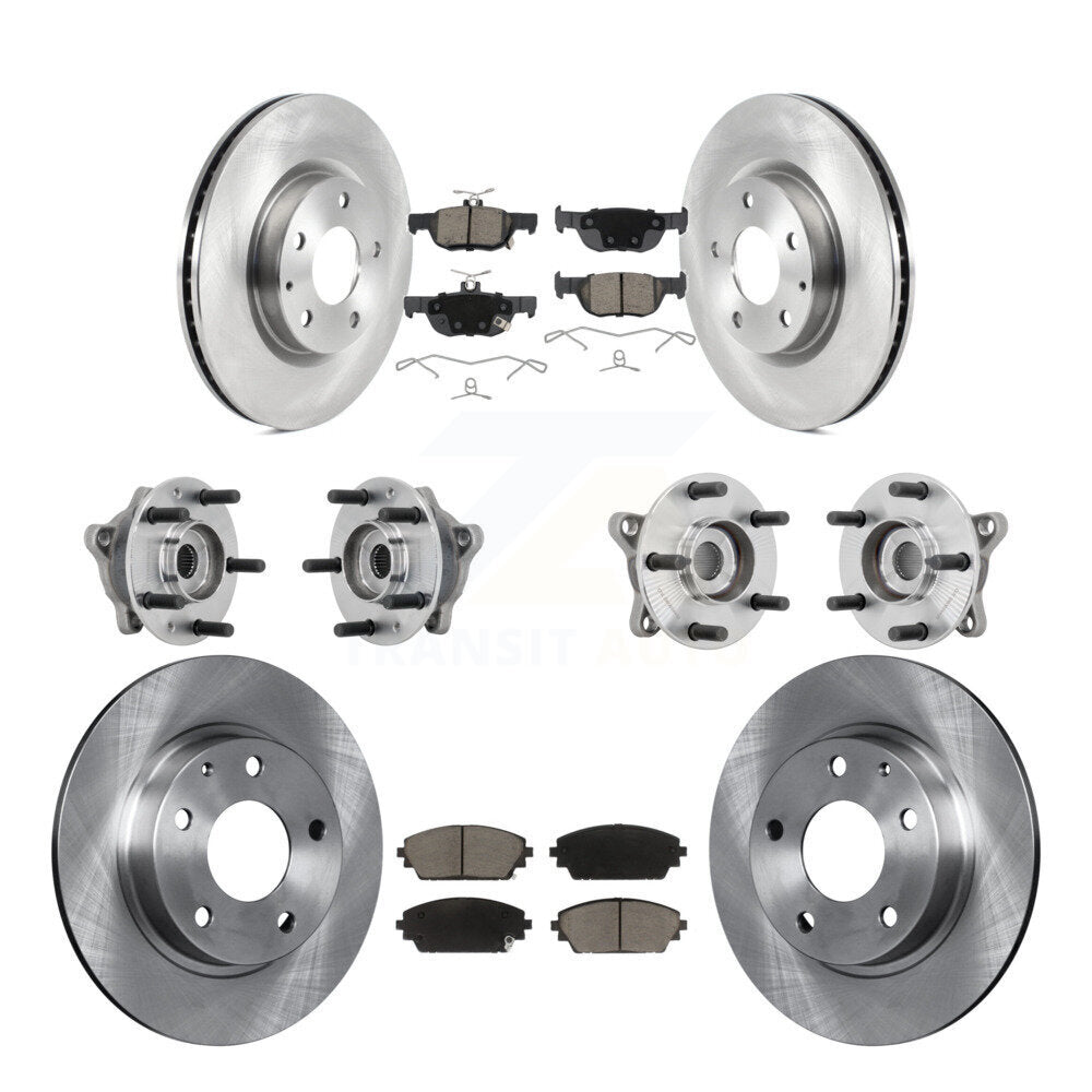 Hub Bearing Disc Brake Rotor Pad Front Rear Kit (10Pc) For 2021-2022 Mazda 3 AWD