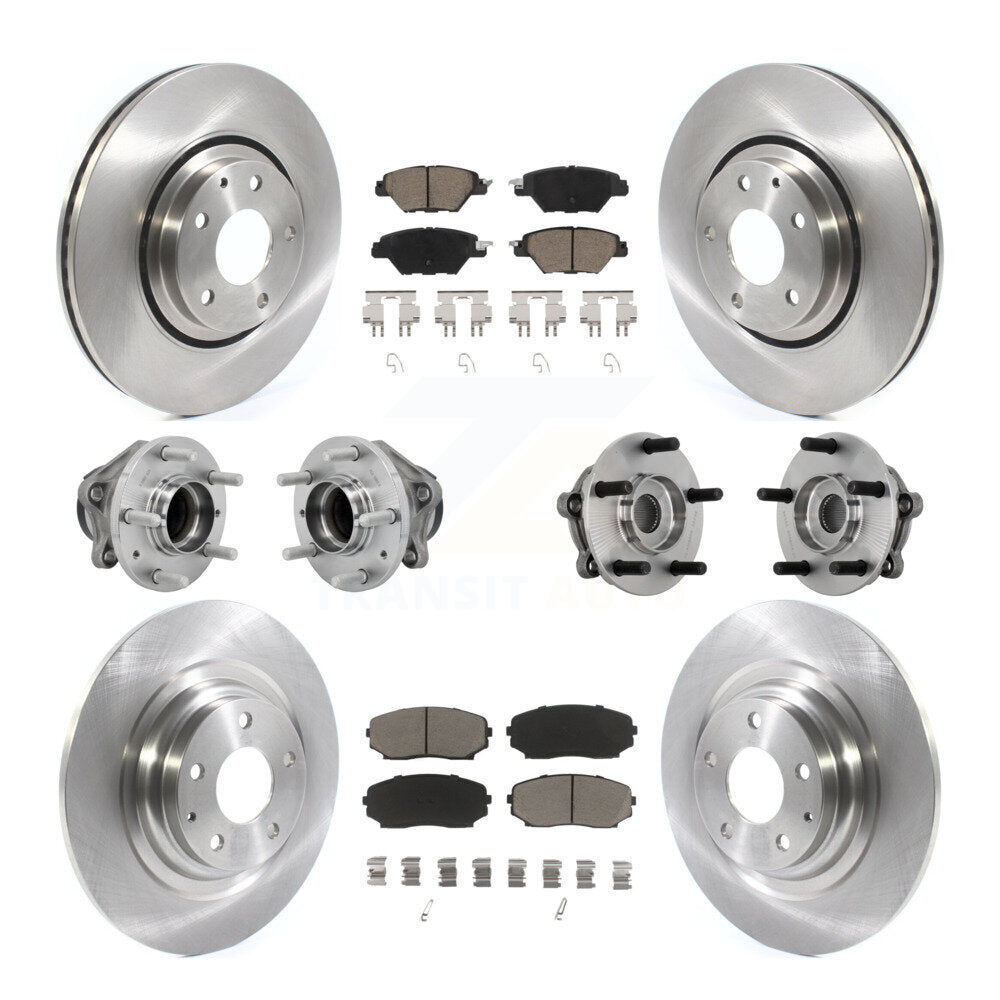 Hub Bearing Brake Rotor & Pad Front Rear Kit (10Pc) For 2016-2021 Mazda CX-9 FWD