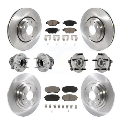 Hub Bearing Brake Rotor & Pad Front Rear Kit (10Pc) For 2016-2021 Mazda CX-9 FWD