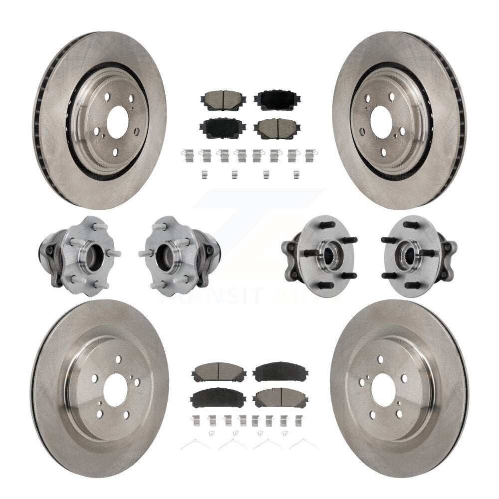 Hub Bearing Disc Brake Rotor Pad Front Rear Kit (10Pc) For Toyota Highlander FWD