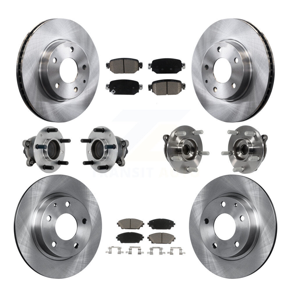 Hub Bearing Brake Rotor & Pad Front Rear Kit (10Pc) For 2019-2021 Mazda CX-3 FWD