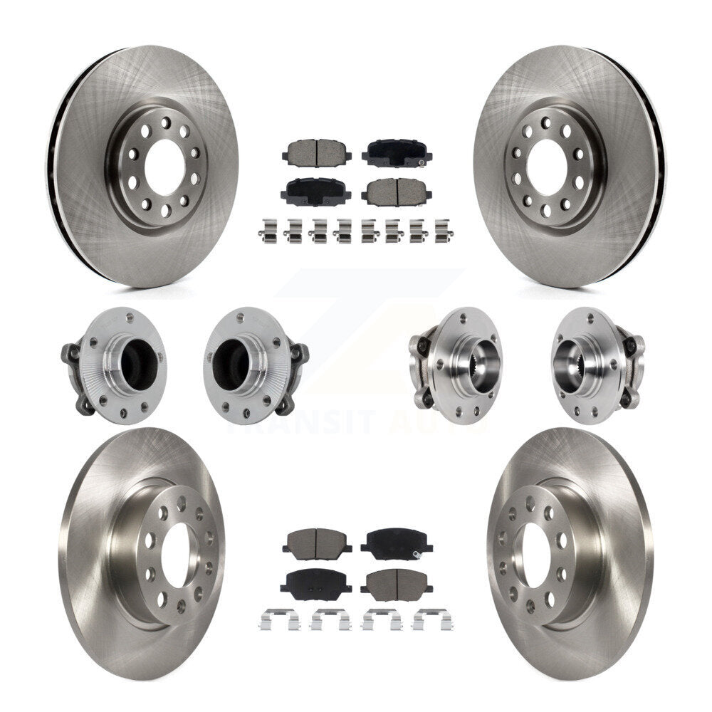 Hub Bearing Disc Brake Rotor And Pads Front Rear Kit (10Pc) For Jeep Compass FWD