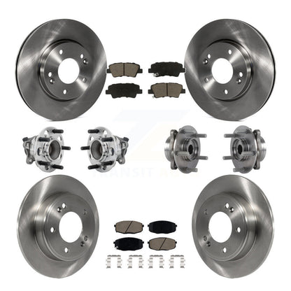 Hub Bearing Brake Rotor Pads Front Rear Kit (10Pc) For Kia Forte Hyundai Elantra
