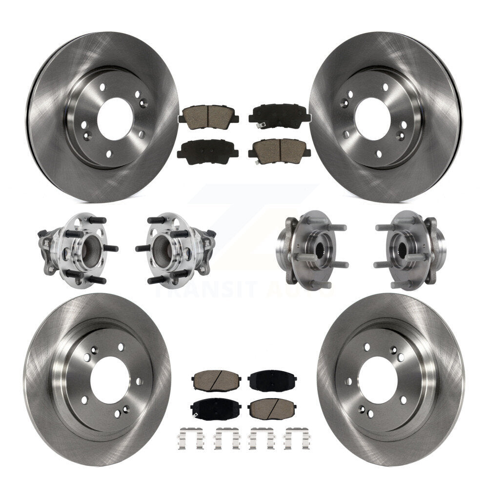 Hub Bearing Disc Brake Rotor & Pads Front Rear Kit (10Pc) For Hyundai Elantra GT