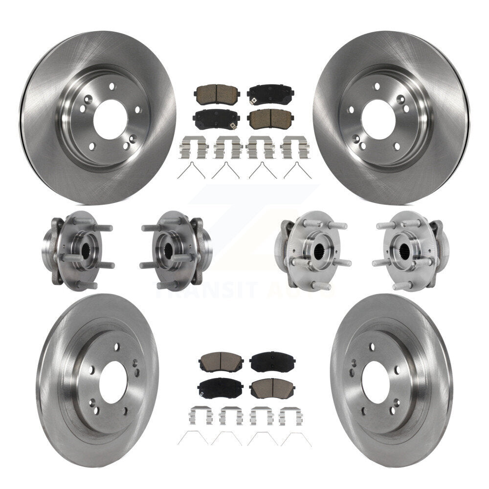 Hub Bearing Brake Rotor & Pads Front Rear Kit (10Pc) For Hyundai Kona Kia Seltos