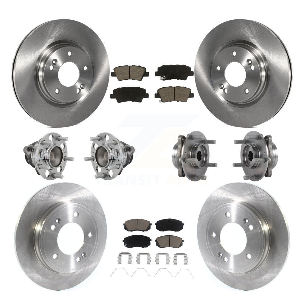 Hub Bearing Brake Rotor Pad Front Rear Kit (10Pc) For Kia Forte Hyundai Veloster