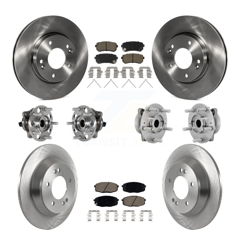 Hub Bearing Brake Rotor Pad Front Rear Kit (10Pc) For Hyundai Kona FWD with 1.6L