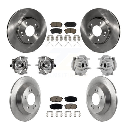 Hub Bearing Brake Rotor Pad Front Rear Kit (10Pc) For Hyundai Kona FWD with 1.6L