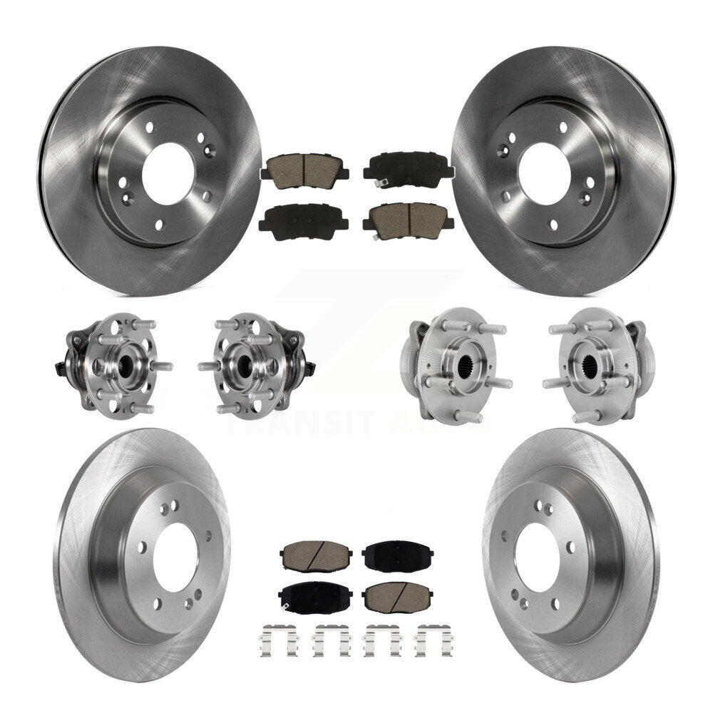 Hub Bearing Brake Rotor Pad Front Rear Kit (10Pc) For Hyundai Kona FWD with 1.6L