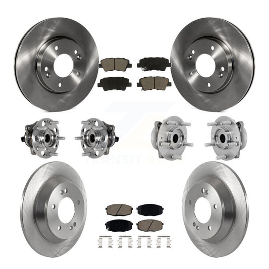 Hub Bearing Brake Rotor Pad Front Rear Kit (10Pc) For Hyundai Kona FWD with 1.6L