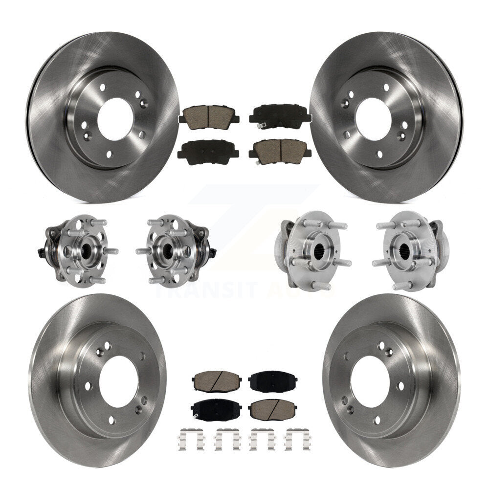 Hub Bearing Brake Rotor Pad Front Rear Kit (10Pc) For Hyundai Kona FWD with 2.0L