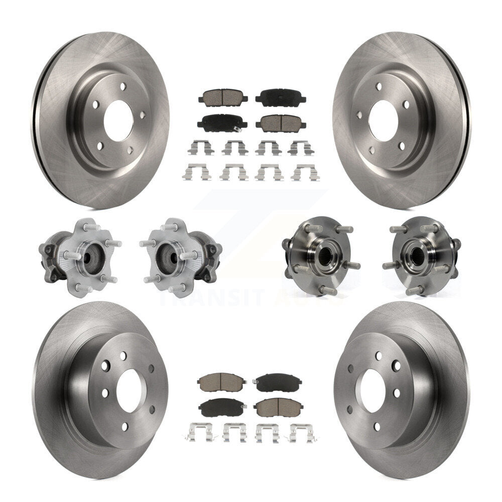 Hub Bearings Disc Brake Rotors And Pads Front Rear Kit (10Pc) For Nissan Juke
