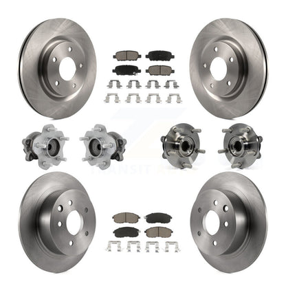 Hub Bearings Disc Brake Rotors And Pads Front Rear Kit (10Pc) For Nissan Juke