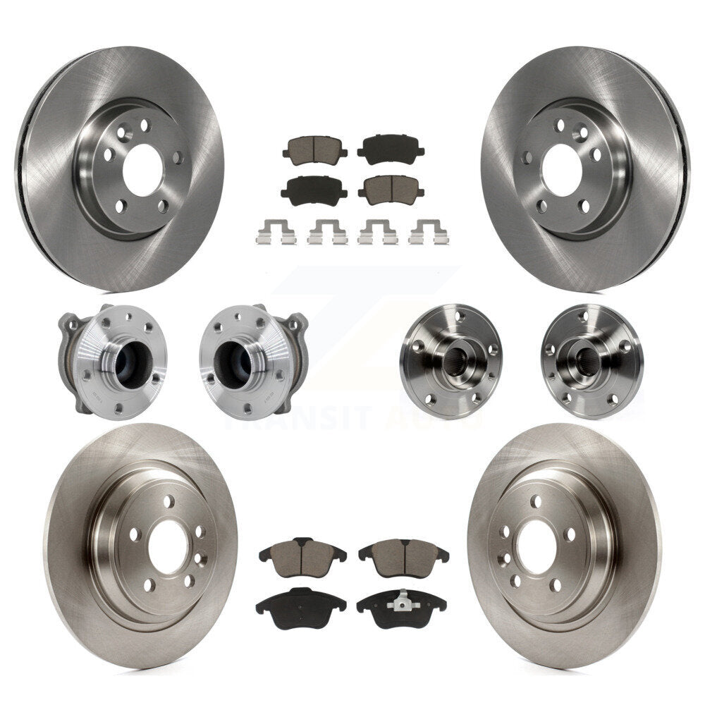 Hub Bearing Brake Rotor & Pads Front Rear Kit (10Pc) For 2013-2014 Volvo S60 FWD