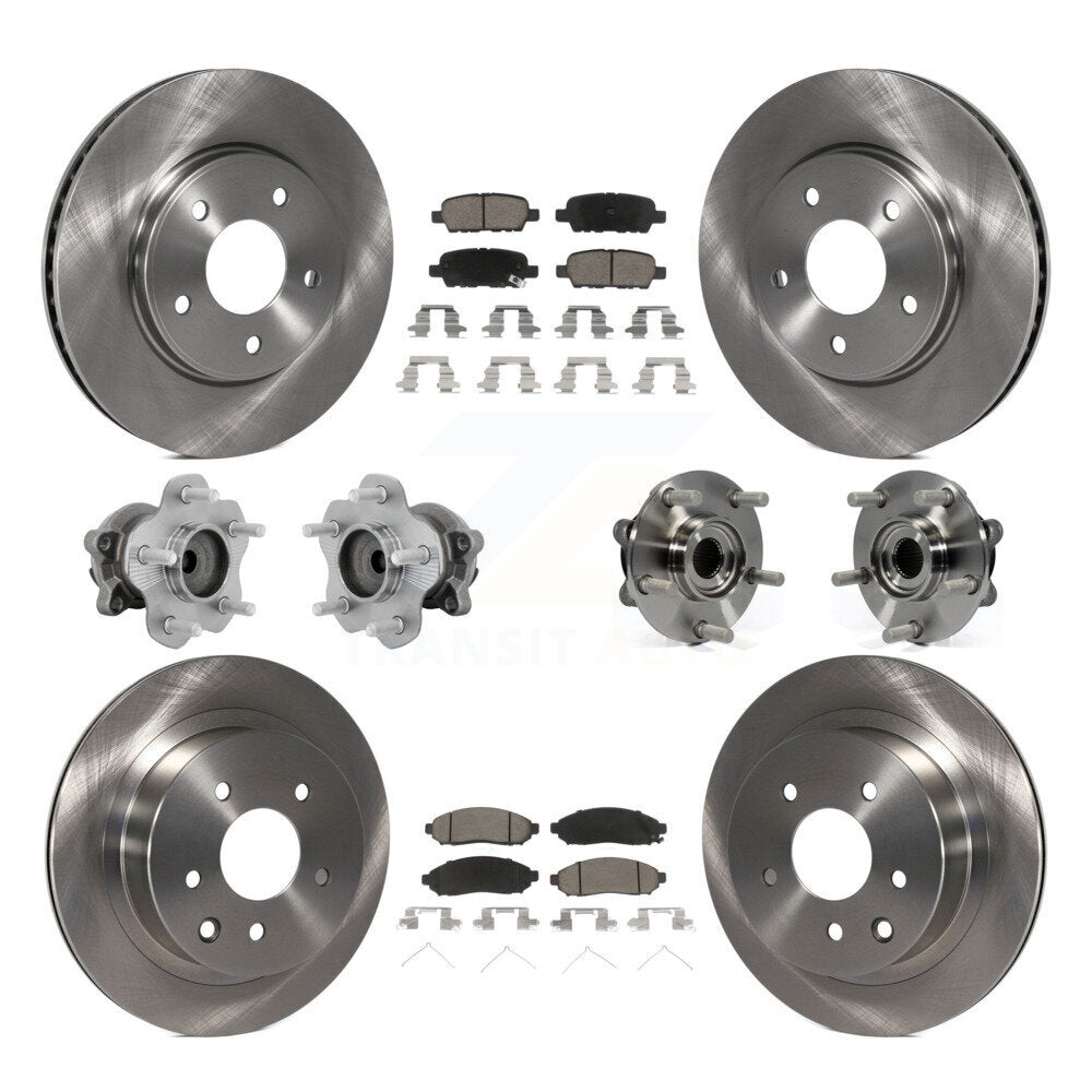 Hub Bearing Disc Brake Rotor Pad Front Rear Kit (10Pc) For 2011-2012 Nissan LEAF