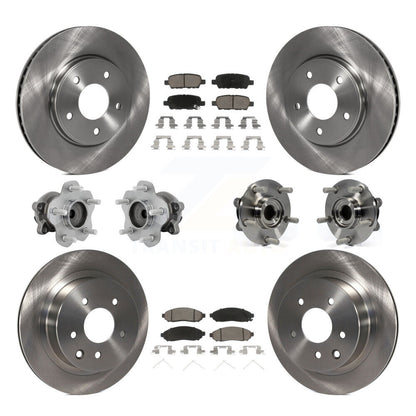 Hub Bearing Disc Brake Rotor Pad Front Rear Kit (10Pc) For 2011-2012 Nissan LEAF