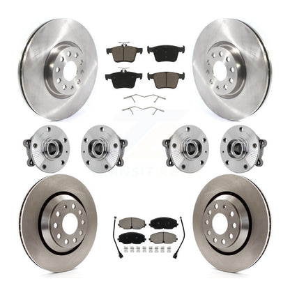 Hub Bearing Brake Rotor Pad Front Rear Kit (10Pc) For Volkswagen Atlas Cross AWD