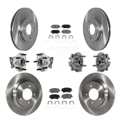 Hub Bearings Disc Brake Rotors And Pads Front Rear Kit (10Pc) For Hyundai Ioniq