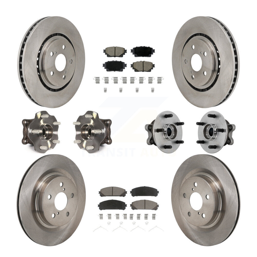 Hub Bearing Brake Rotor & Pads Front Rear Kit (10Pc) For 21-23 Toyota Sienna AWD