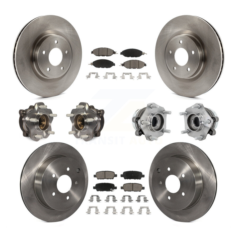 Hub Bearing Disc Brake Rotor And Pad Front Rear Kit (10Pc) For Nissan Murano AWD