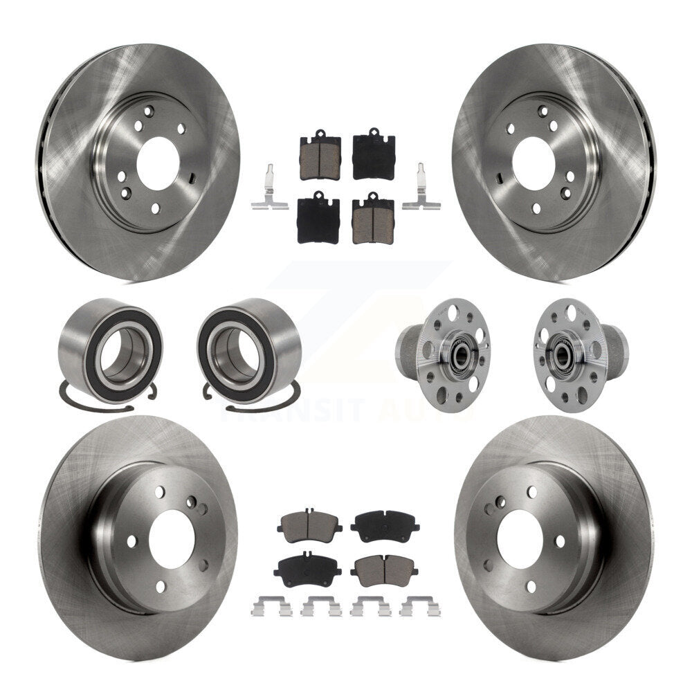 Hub Bearing Brake Rotor & Pads Shoe Front Rear Kit (10Pc) For Mercedes-Benz C350