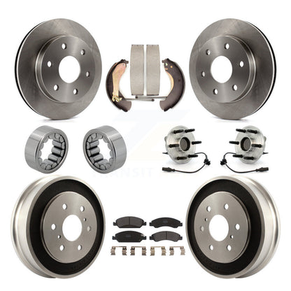 Hub Bearing Disc Brake Rotor Pads Shoe Front Rear Kit (10Pc) For GMC Sierra 1500