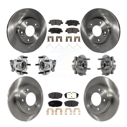 Hub Bearing Brake Rotor Pads Front Rear Kit (10Pc) For Kia Forte Hyundai Elantra
