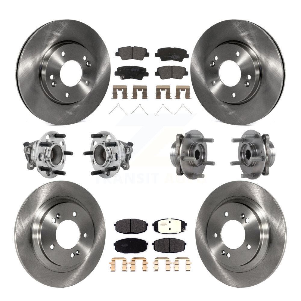 Hub Bearing Disc Brake Rotor & Pads Front Rear Kit (10Pc) For Hyundai Elantra GT