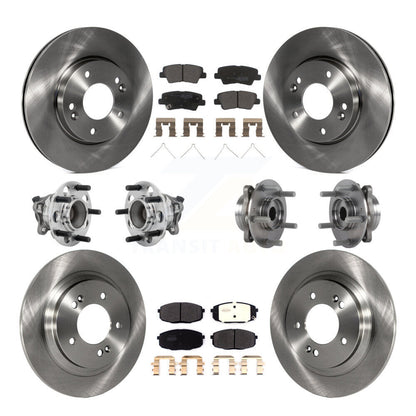 Hub Bearing Disc Brake Rotor & Pads Front Rear Kit (10Pc) For Hyundai Elantra GT