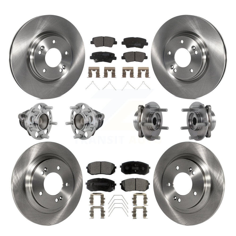 Hub Bearing Disc Brake Rotor & Pads Front Rear Kit (10Pc) For Hyundai Elantra GT